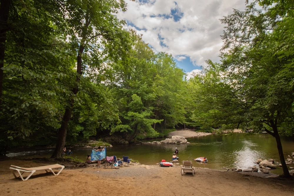 flint rock swimming hole is great for Smokies camping for teens