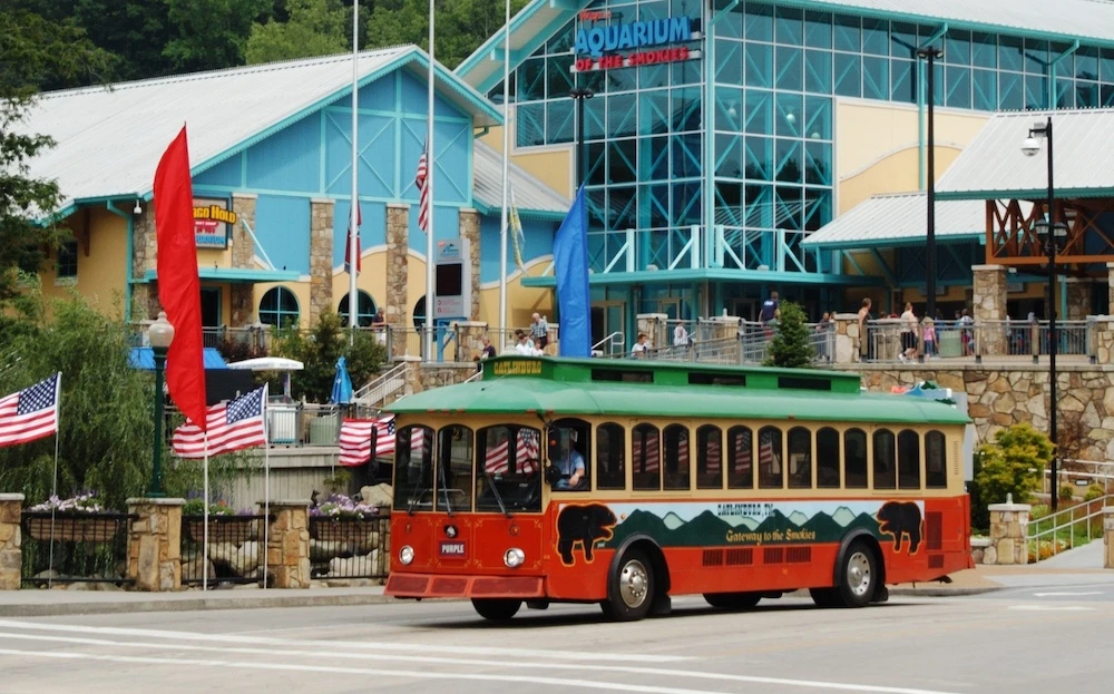 Gatlinburg Trolley in front of Ripley's